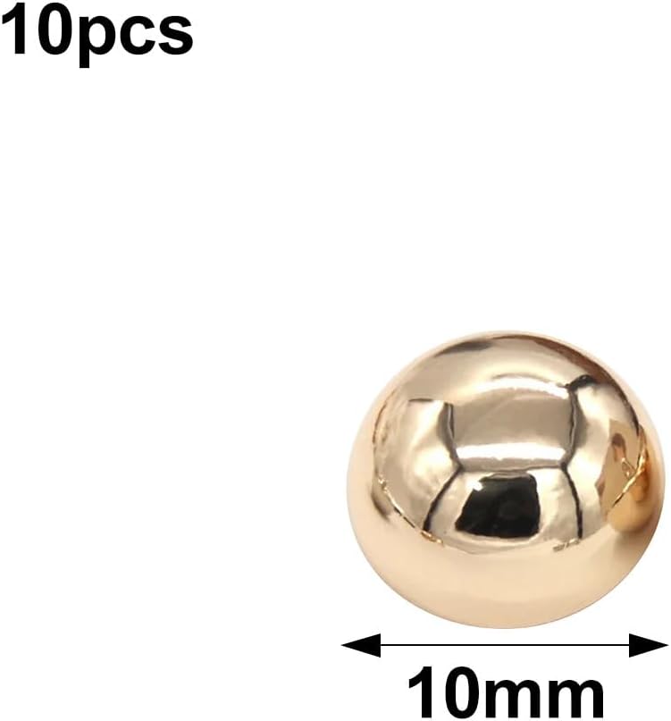 أزرار خياطة معدنية نصف دائرية ذهبية فاتحة مقاس 10 مم، 10 قطع، للسترات والحقائب المحبوكة - Image 2